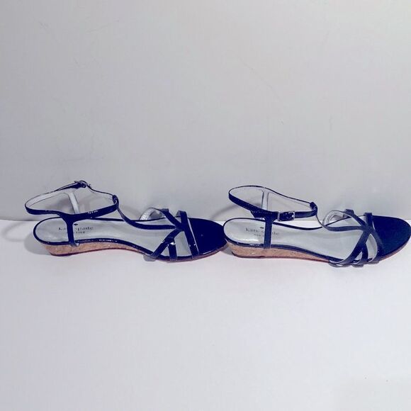 Kate Spade 1” leather wedge heels navy blue - Picture 8 of 12